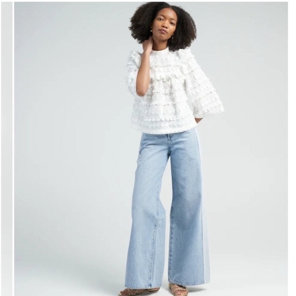 Daily Blue Back Pocketless 90s Easy Wide Leg Jean in Pacific Light Denim NEW - Picture 3 of 16